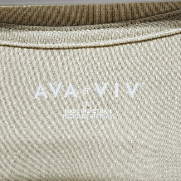 Ava & Viv Womens Size 3X Beige Long Sleeve Scoop Neck Top Shirt - Picture 3 of 6